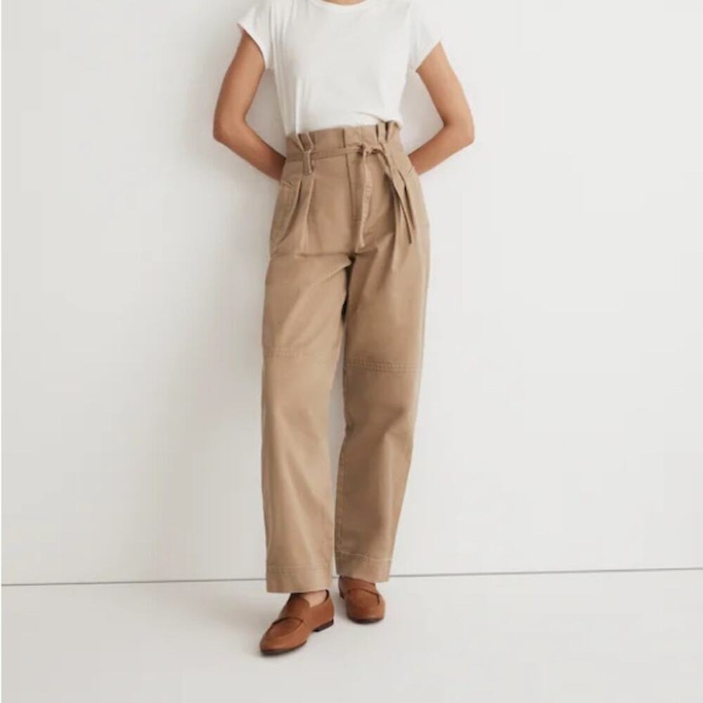 Madewell Paperbag Trench Trousers (Re)generative Chino Drill Khaki Size 0